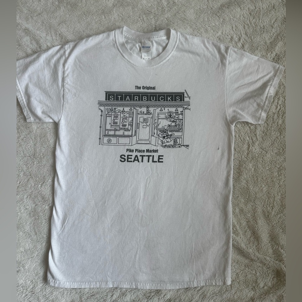 VTG Starbucks Pike Place Market Tee in Black on White